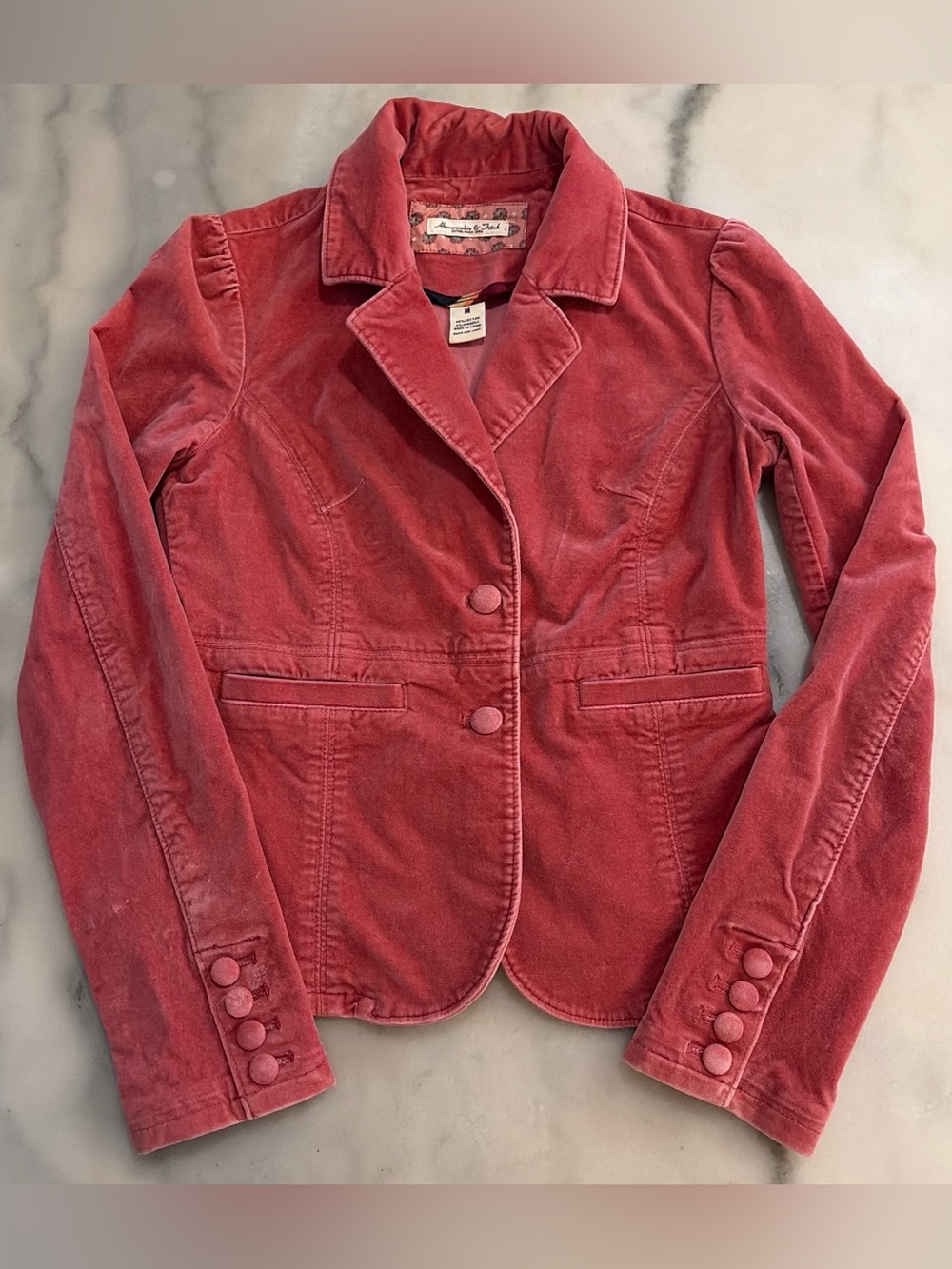 Abercrombie & Fitch Rose Red Vintage Velvet Tailored Blazer